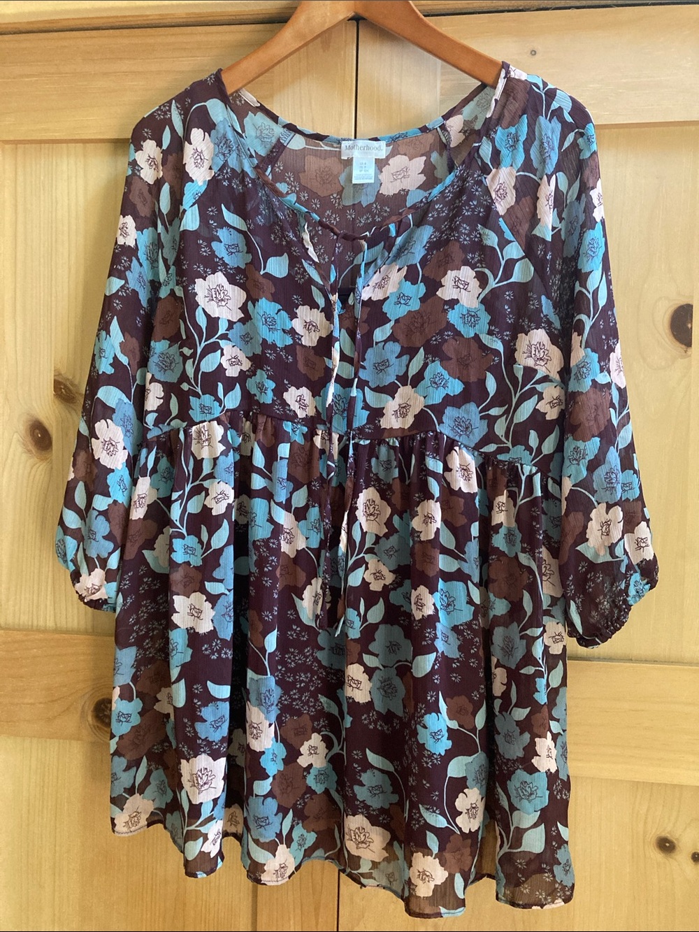 Motherhood Maternity Sheer Floral Print Top with Built-In Cami